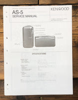 Kenwood AS-5 Speaker  Service Manual *Original*