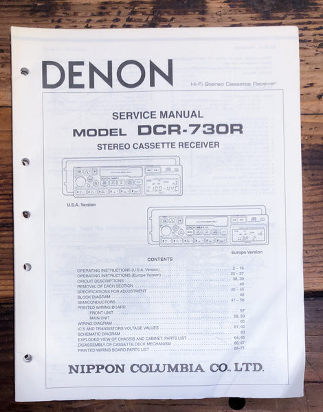 Denon DCR-730R Cassette  Service Manual *Original*