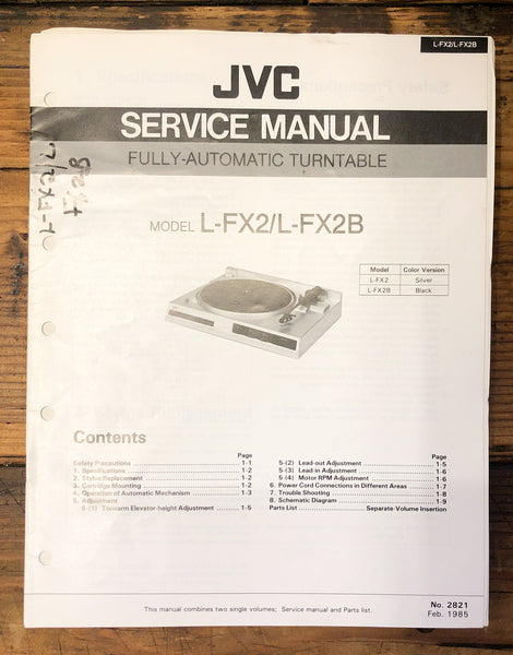 JVC L-FX2 L-FX2B Record Player / Turntable Service Manual *Original*