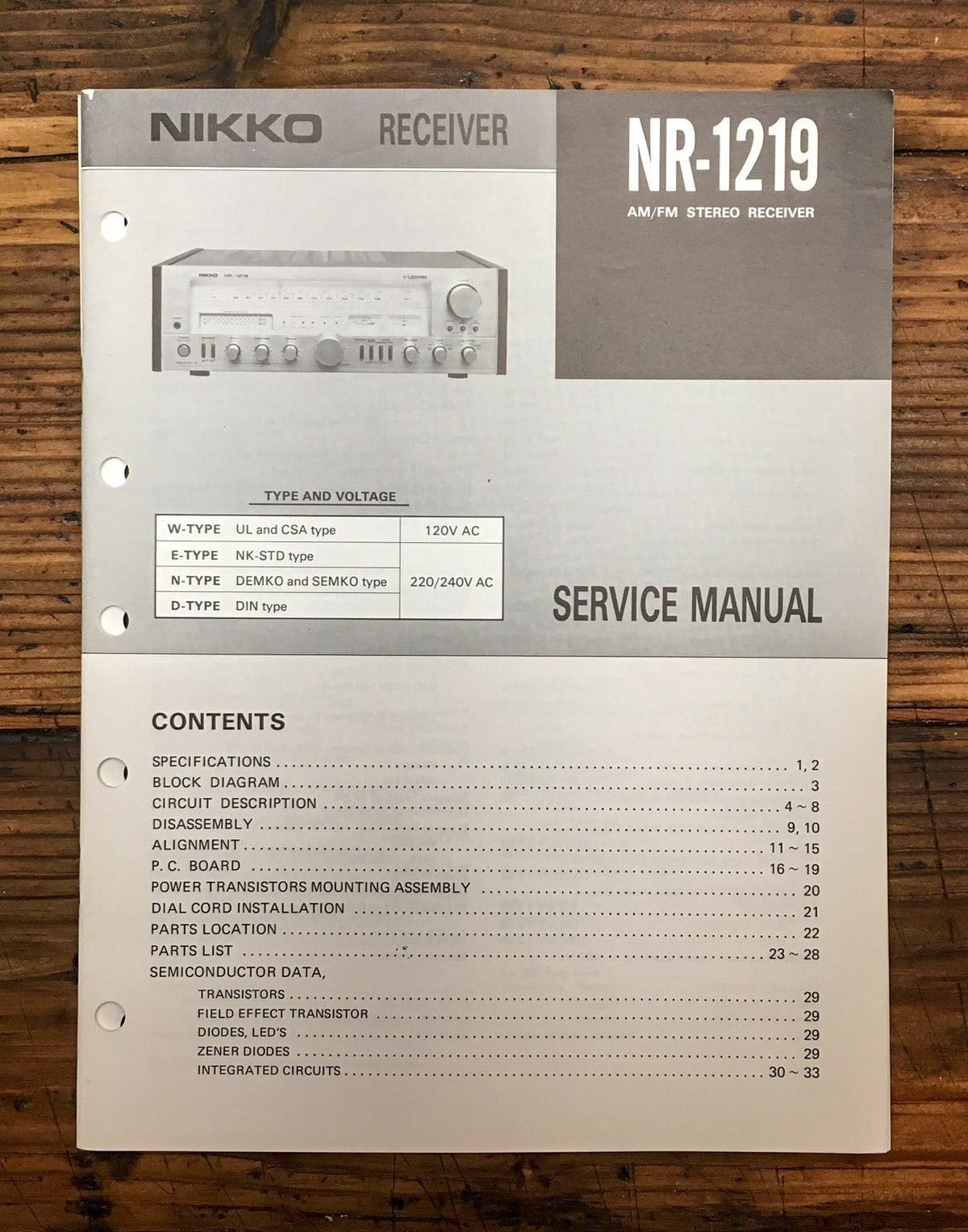 Nikko NR-1219 Receiver  Service Manual *Original*