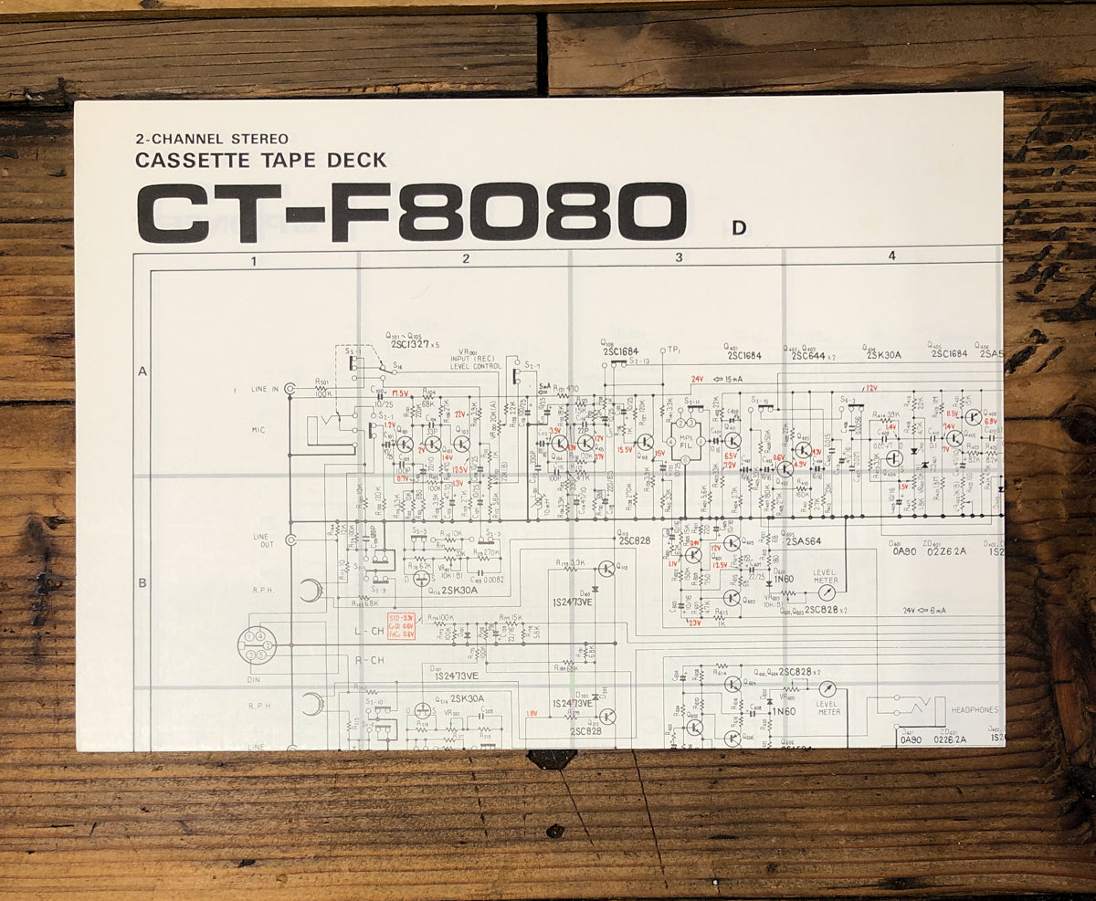 Pioneer CT-F8080 Cassette  Fold Out Schematic *Original*
