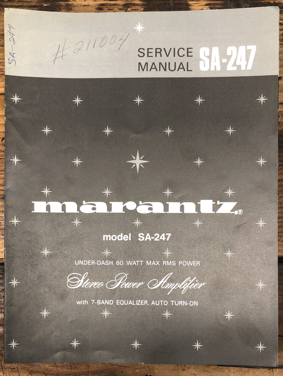 Marantz SA-247 Car Amplifier  Service Manual *Original*
