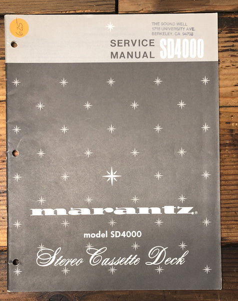 Marantz SD4000 Cassette Deck  Service Manual *Original*