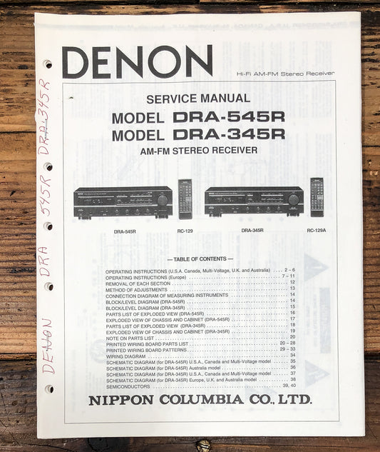 Denon DRA-345R DRA-545R Receiver Service Manual *Original*