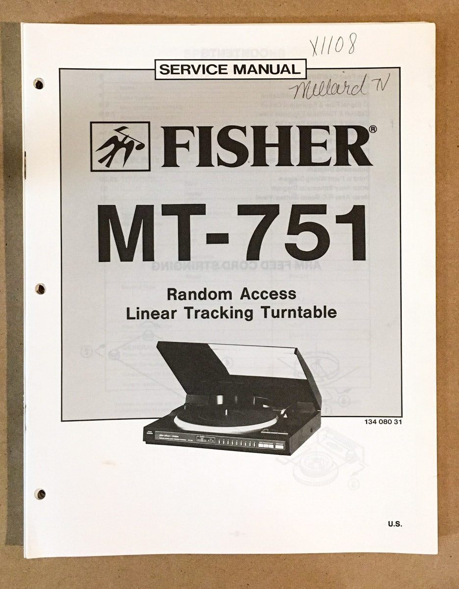 Fisher MT-751 Record Player / Turntable Service Manual *Original*