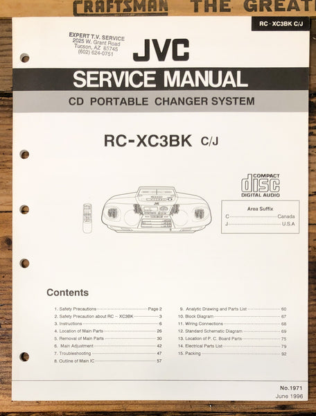 JVC RC-XV3 BK Portable Radio  Service Manual *Original*