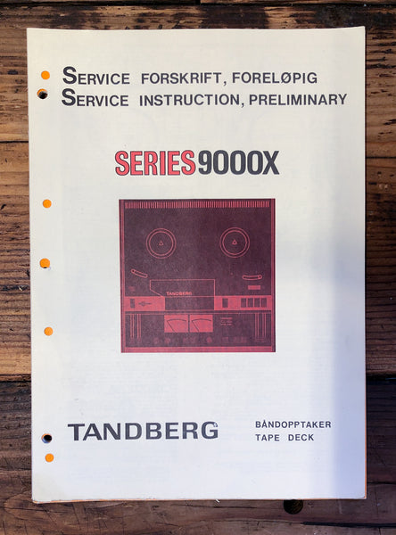 Tandberg Model 9000X Tape Recorder Prelim. Service Manual *Original*