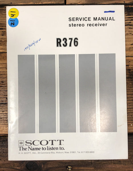 HH Scott R376 R-376 Receiver Service Manual *Original*