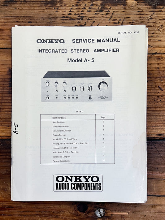 Sony A-5 Amplifier  Service Manual *Original*