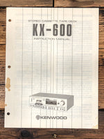 Kenwood KX-600 Cassette Owners / User Manual *Original*