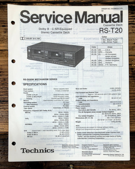 Technics RS-T20 Cassette Service Manual *Original*