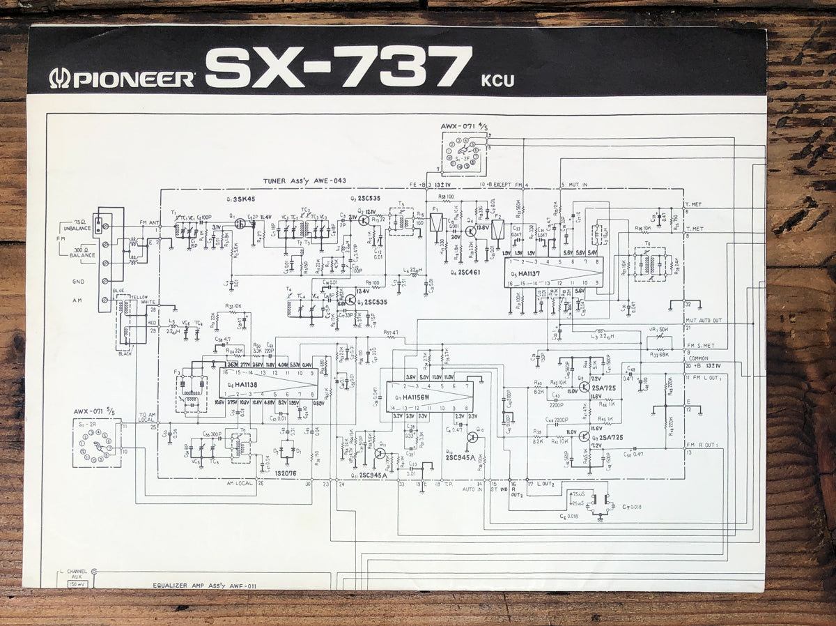 Pioneer SX-737 KCU Receiver Fold Out Schematic *Original*