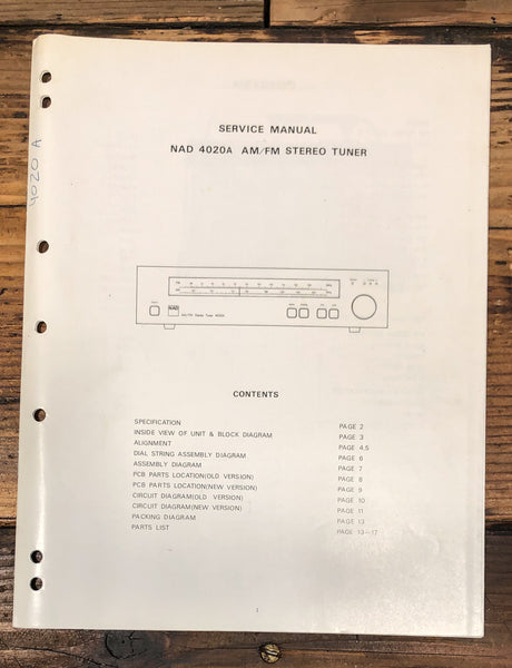 NAD Model 4020A Tuner Service Manual *Original*