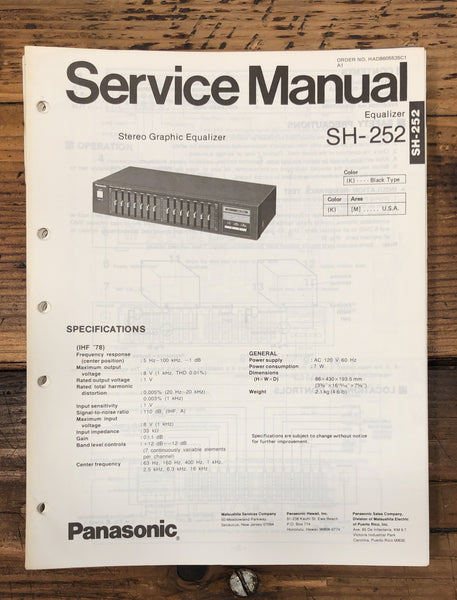 Technics SH-252 Graphic Equalizer  Service Manual *Original*