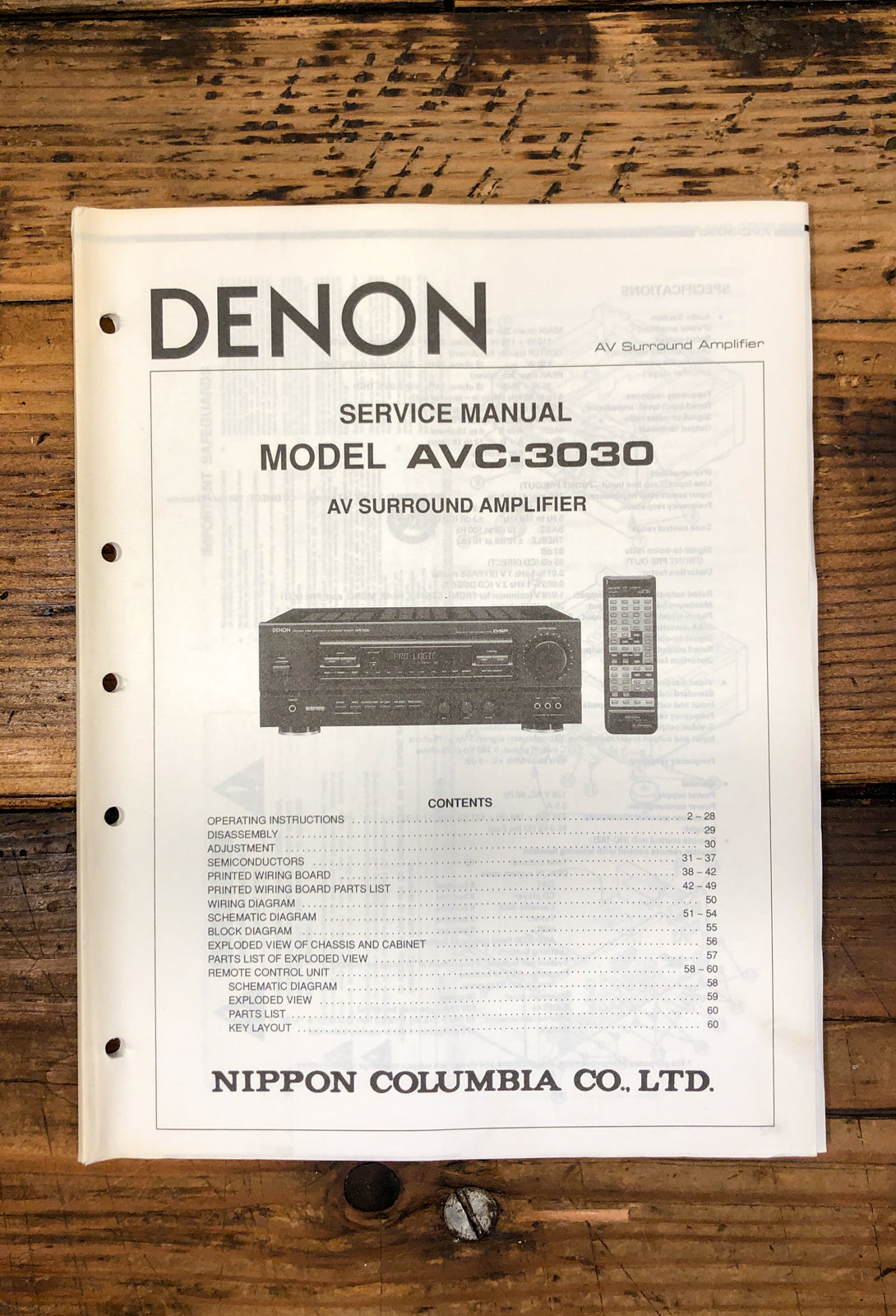 Denon AVC-3030 AV Amplifier  Service Manual *Original*