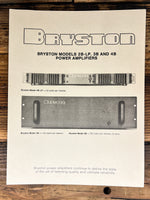 Bryston Model 2B-LP 3B 4B Amplifier 3pg Dealer Brochure  *Original*