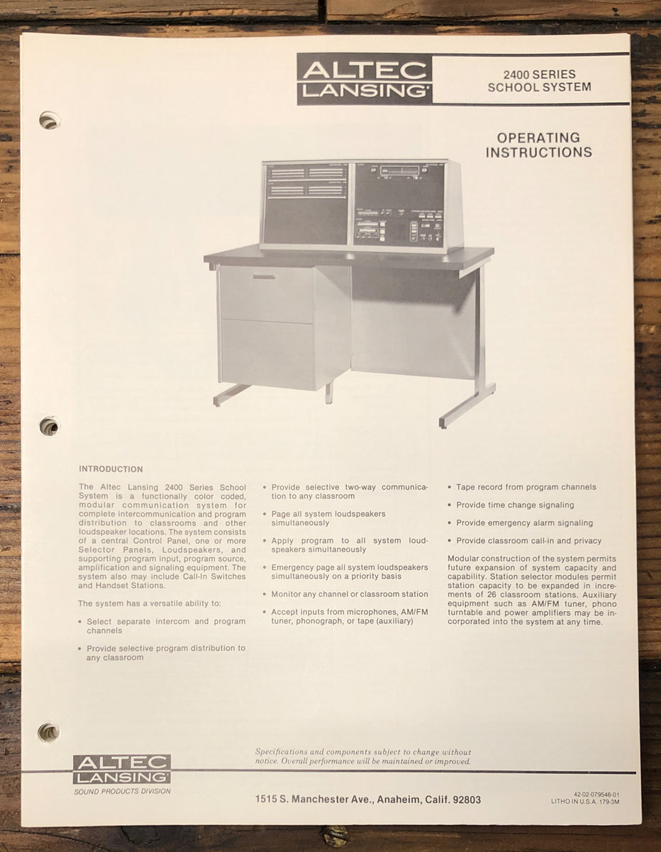 Amplifier Owner / User Manual *Original* – Vintage Audio Store ...