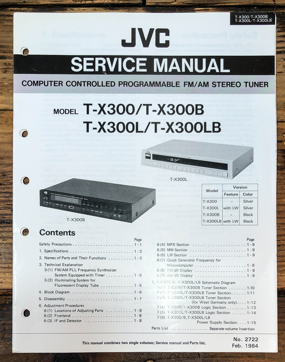 JVC T-X300 -X300L Tuner Service Manual *Original*