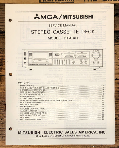 Mitsubishi DT-640 Cassette Service Manual *Original*