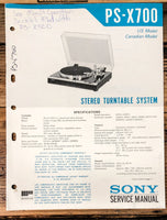 Sony PS-X700 Record Player / Turntable  Service Manual *Original*