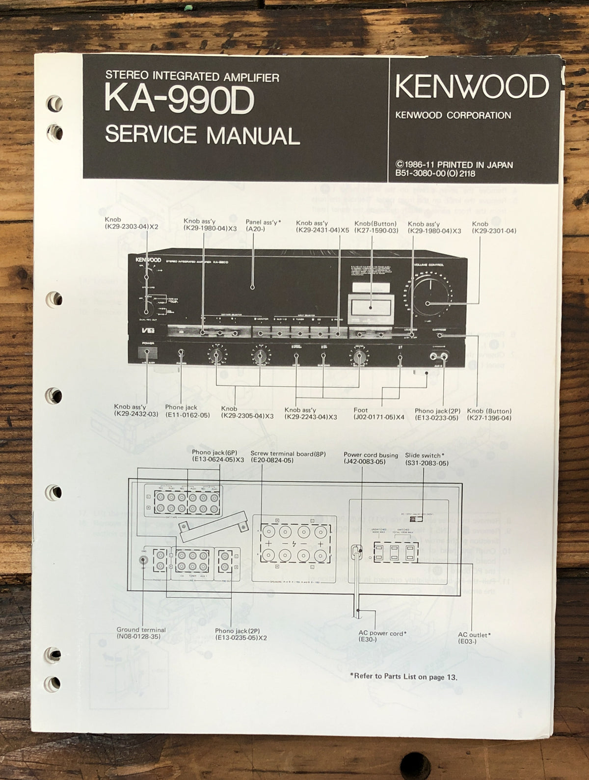 Kenwood KA-990D Amplifier  Service Manual *Original*