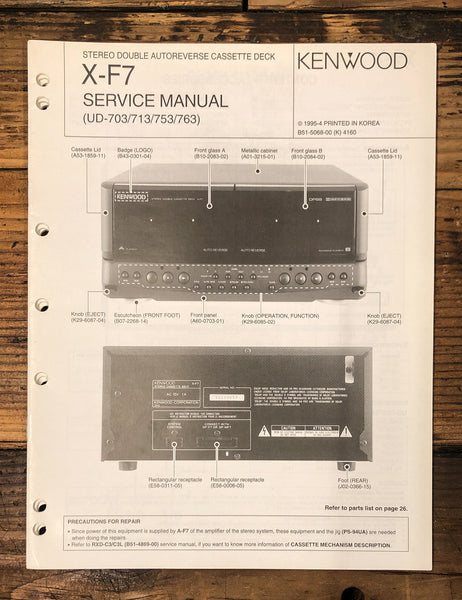Kenwood X-F7 Cassette  Service Manual *Original*