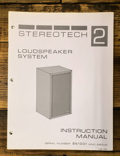 McIntosh Stereotech Model 2 Speaker  Service Manual *Original*