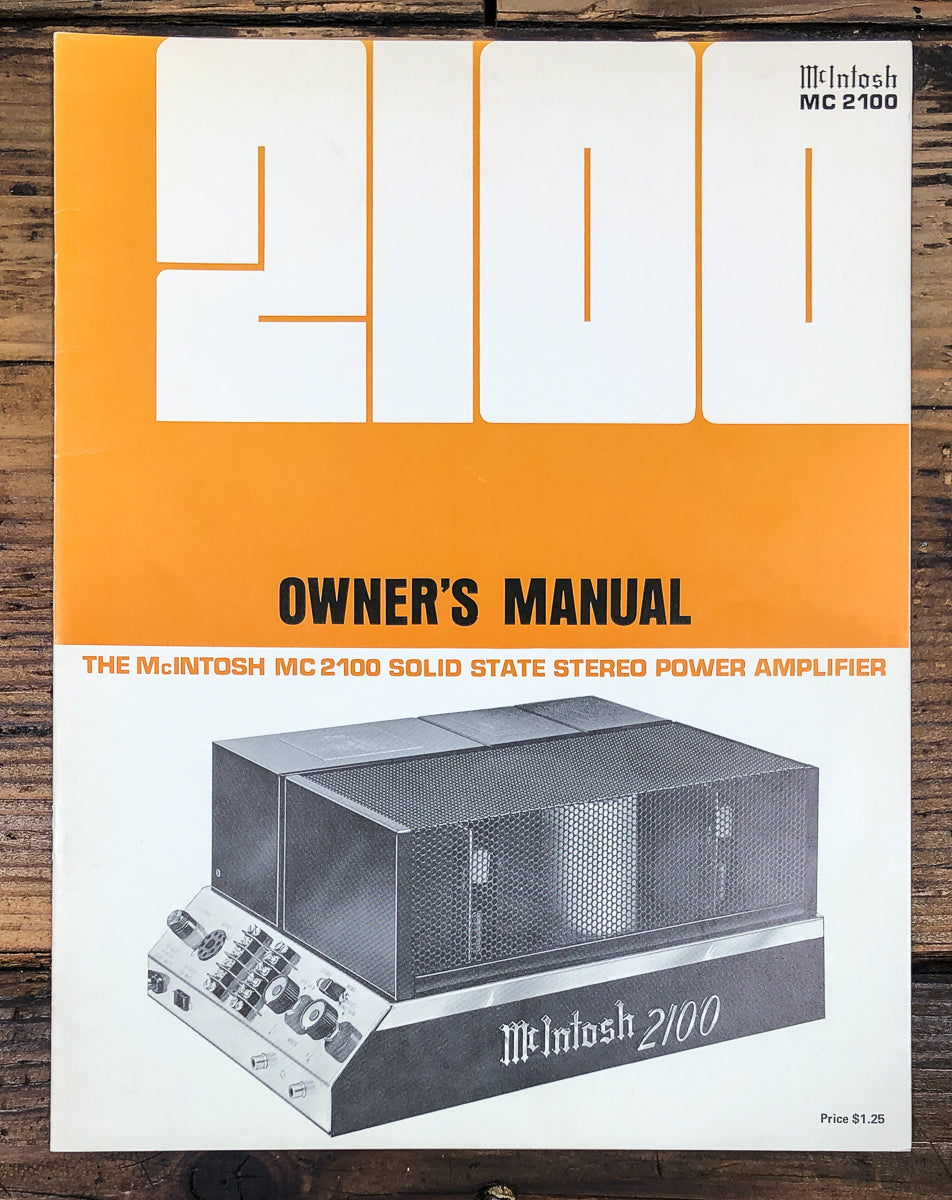 McIntosh MC-2100 MC2100 Amplifier Owners / User Manual *Original*