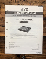 JVC AL-A110 BK Record Player / Turntable Supp. Service Manual *Original*