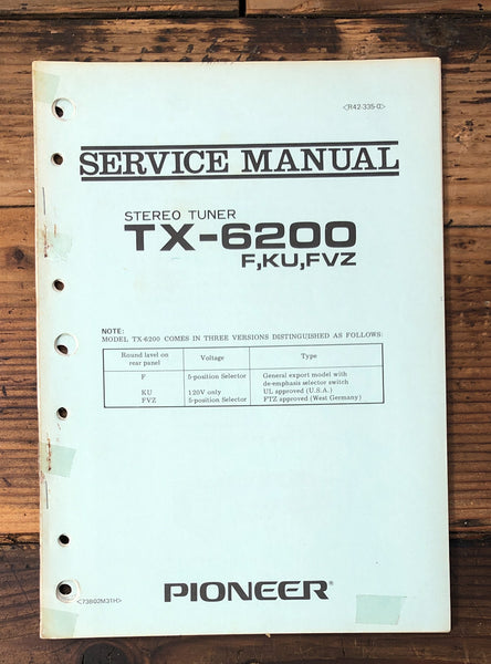 Pioneer TX-6200 Tuner  Service Manual *Original*