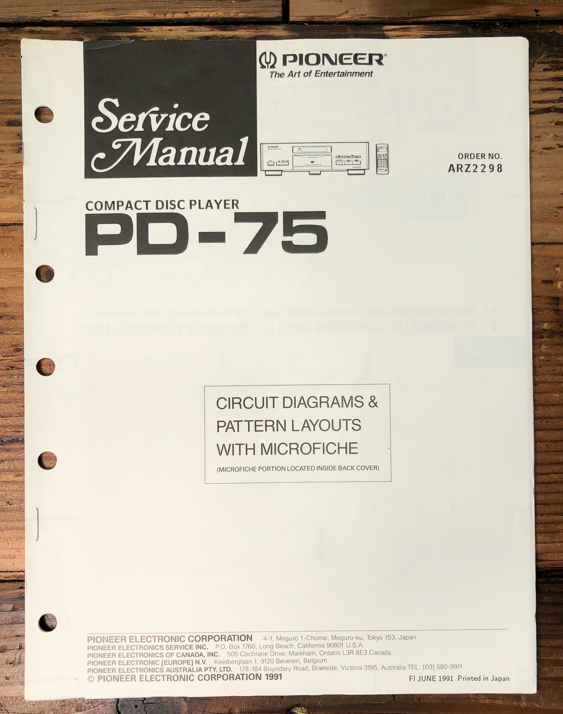 Pioneer PD-75 CD Player Service Manual *Original*
