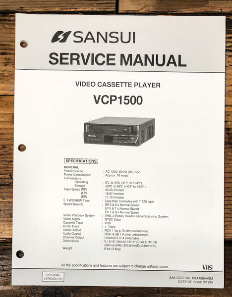 Emerson / Orion Model VCP1500 VCR Service Manual *Original*