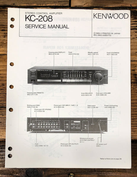 Kenwood KC-208 Preamp / Preamplifier  Service Manual *Original*