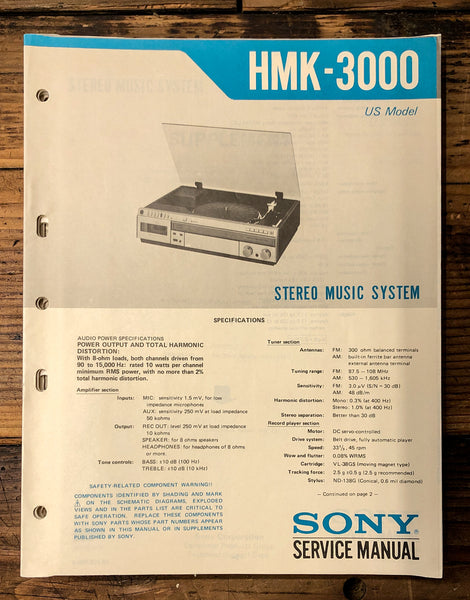 Sony HMK-3000 Stereo  Service Manual *Original*