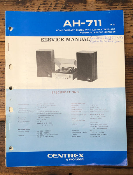 Pioneer AH-711 Stereo  Service Manual *Original*