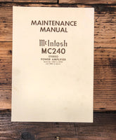 McIntosh MC240 MC-240 Tube Amplifier Service Manual *Original*