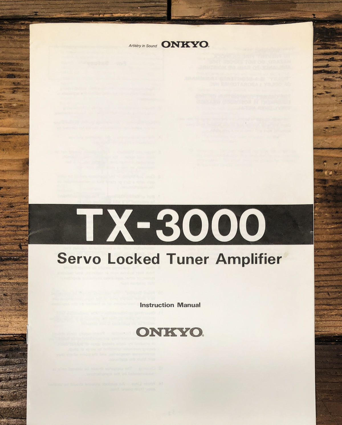 Onkyo TX-3000 Receiver Service Manual *Original*