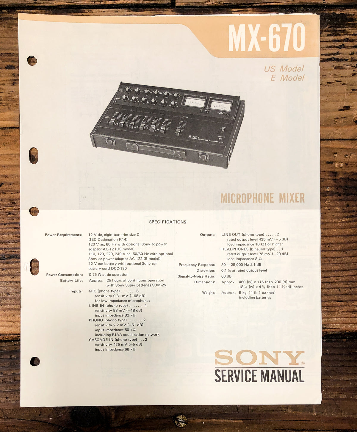 Sony MX-670 Mixer Service Manual *Original*