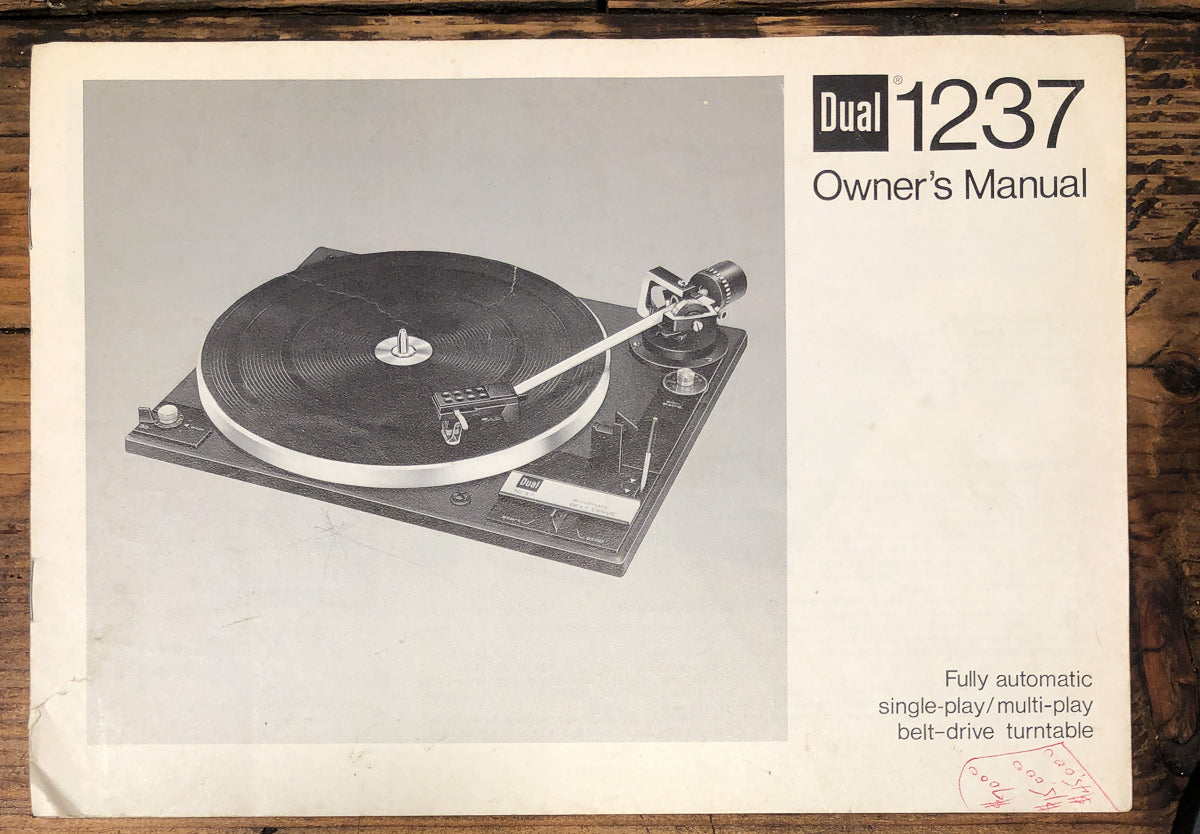 Dual Model 1237 Record Player / Turntable Owners / User Manual *Original* #2