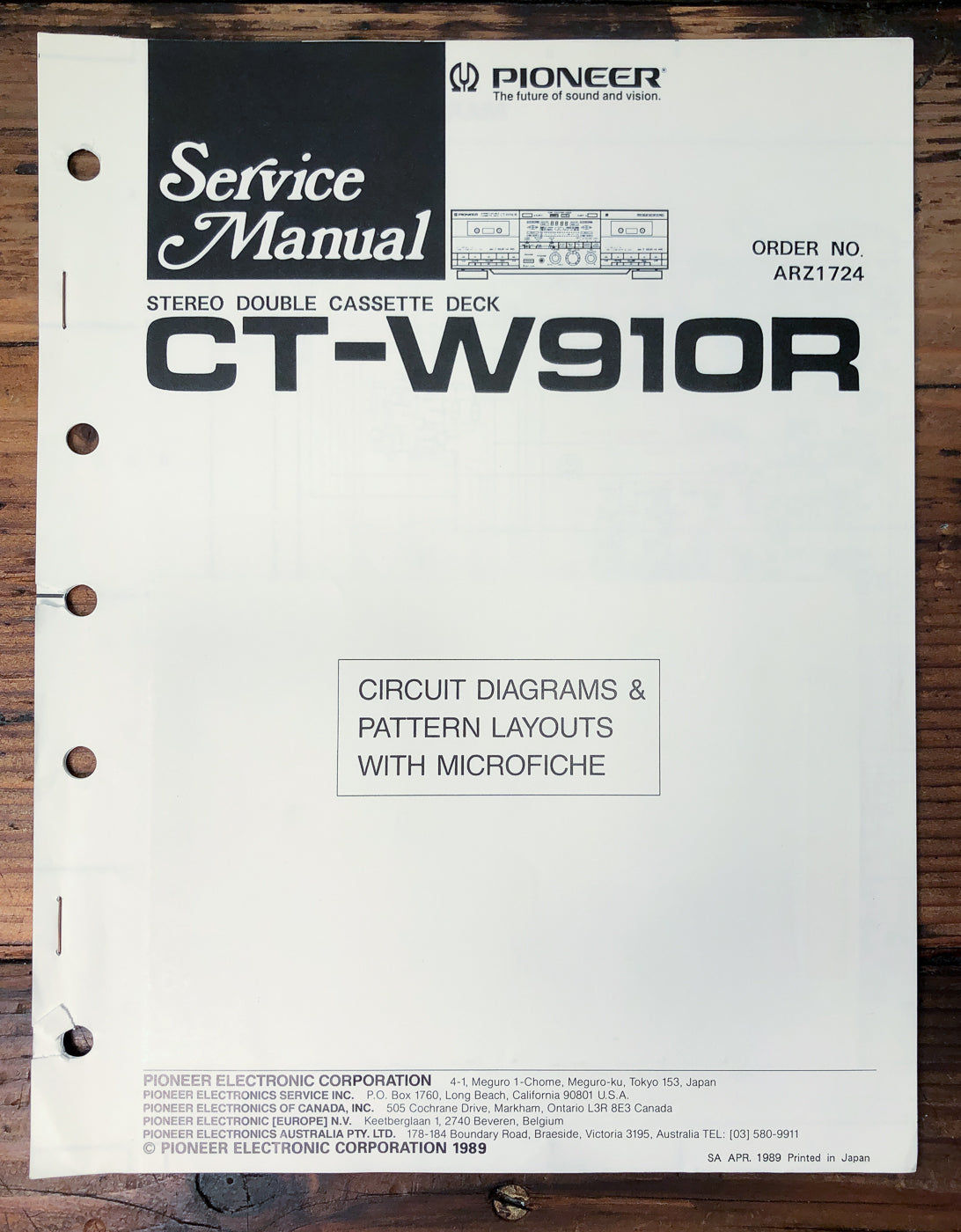 Pioneer CT-W910R Double Cassette Deck Service Manual *Original*