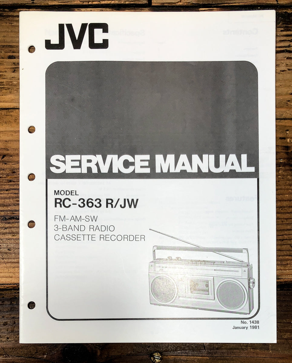 JVC RC-363 Radio Cassette Service Manual *Original*