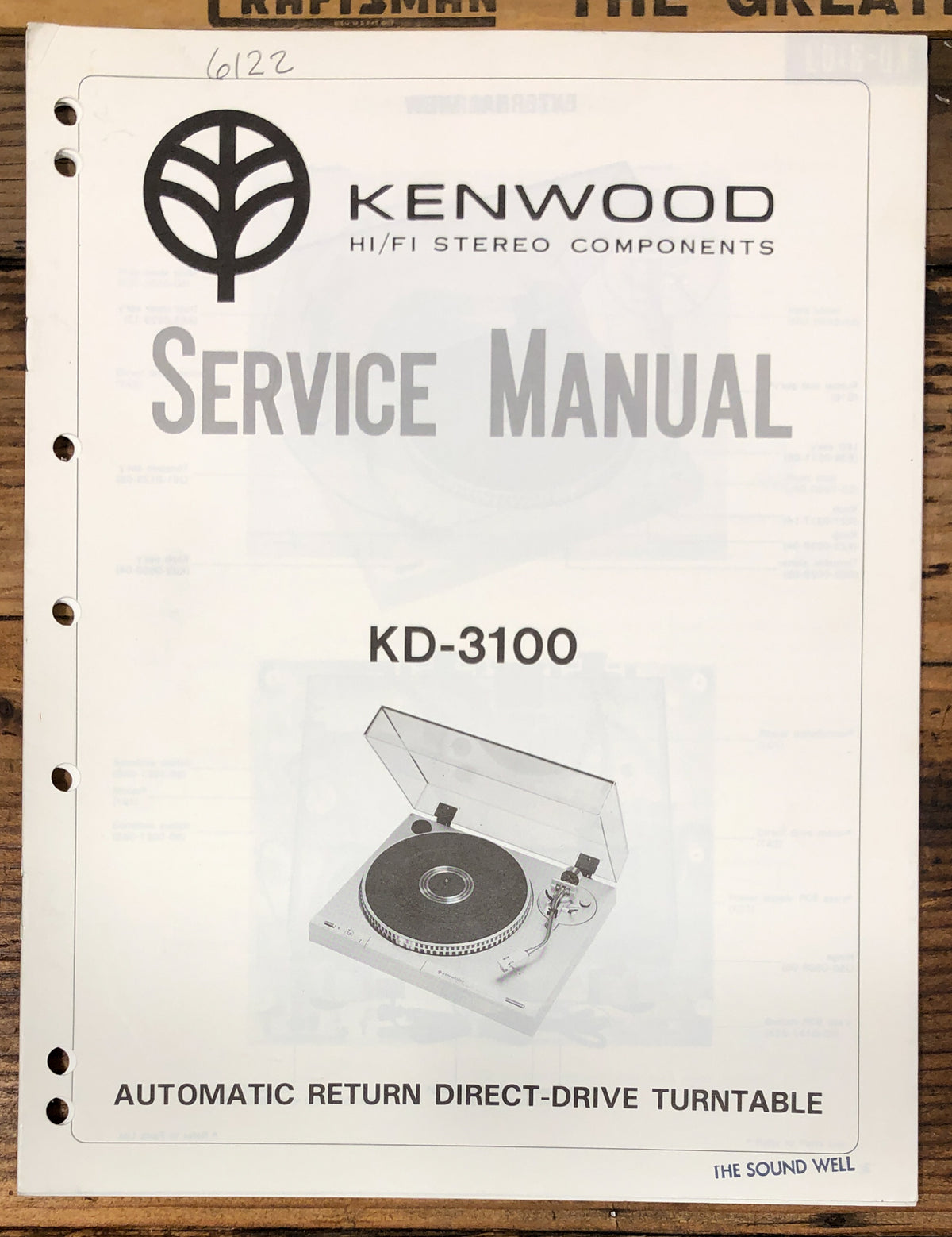 Kenwood KD-3100 Record Player / Turntable  Service Manual *Original*