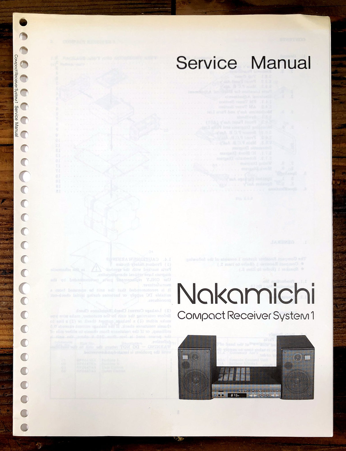 Nakamichi Compact Receiver System 1 Compact Receiver Service Manual *Original*