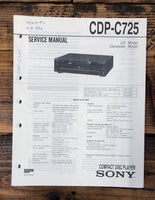 Sony CDP-C725 CD Player  Service Manual *Original*