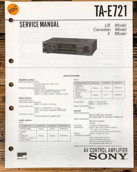 Sony TA-E721 Amplifier  Service Manual *Original*