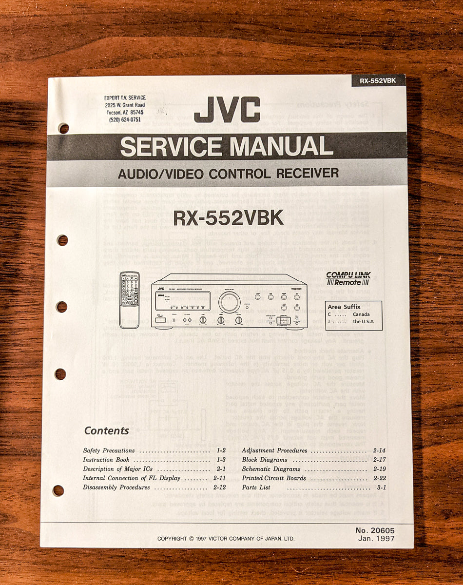 JVC R-552 VBK Receiver Service Manual *Original*