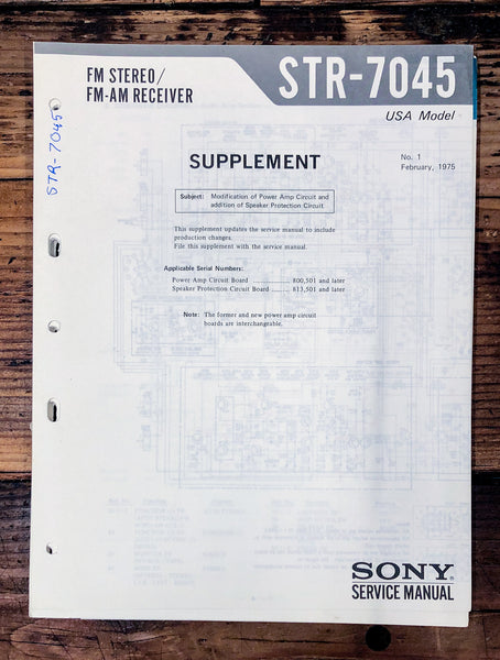 Sony STR-7045 Receiver Supp. Service Manual *Original*