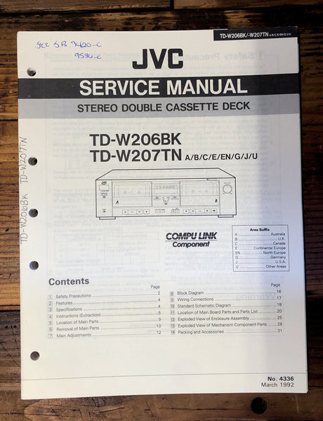 JVC TD-W206 TD-W207   Service Manual *Original*