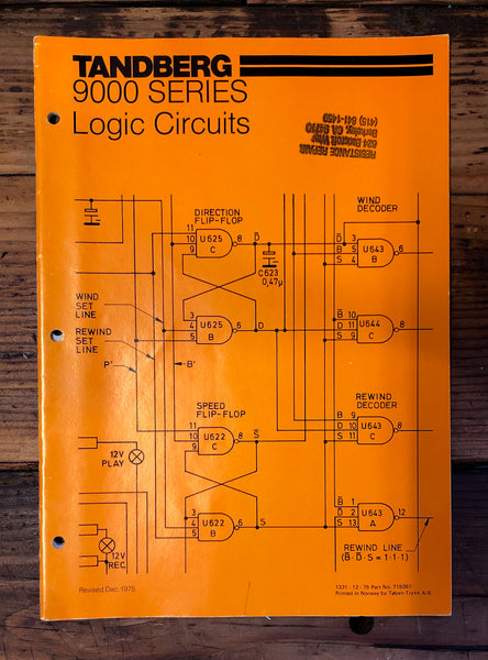Tandberg 9000Series Tape Recorder Logic Circuits Manual  *Original*