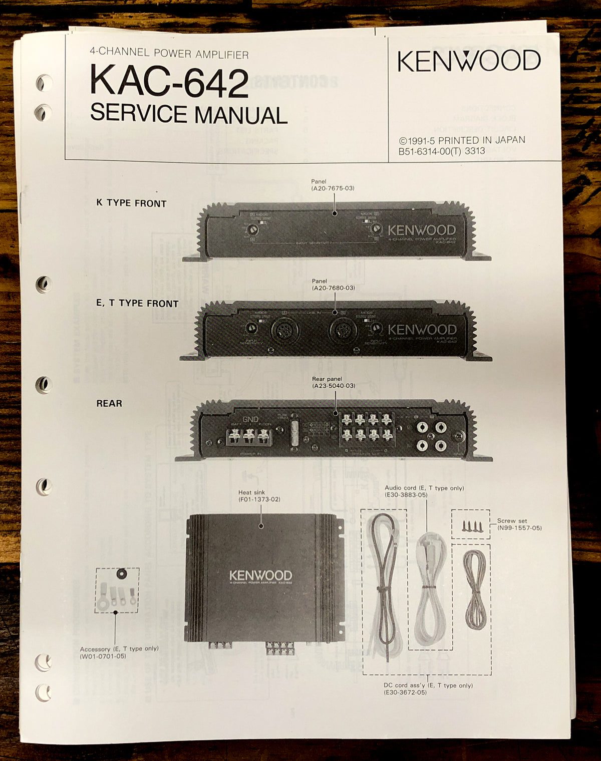 Kenwood KAC-642 Amplifier  Service Manual *Original*